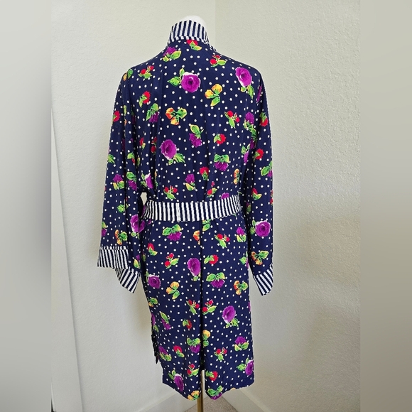 Victoria’s Secret Vintage Kimono Robe Gold Tag Floral Purple Red Blue One Size🌸 - Picture 9 of 10